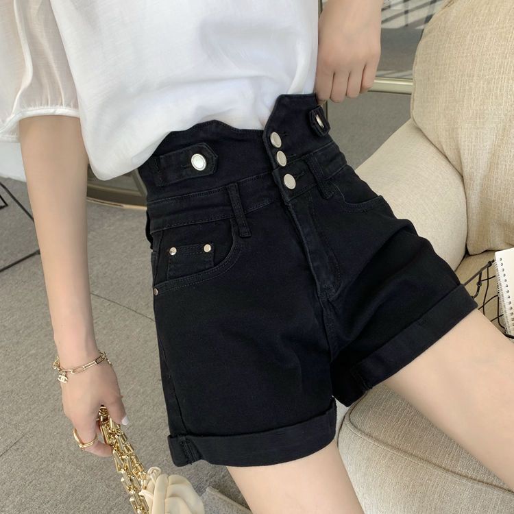 Quần Short Denim Lưng Cao Dáng Ôm Cỡ Lớn Phong Cách Hàn Quốc Thời Trang Cho Nữ