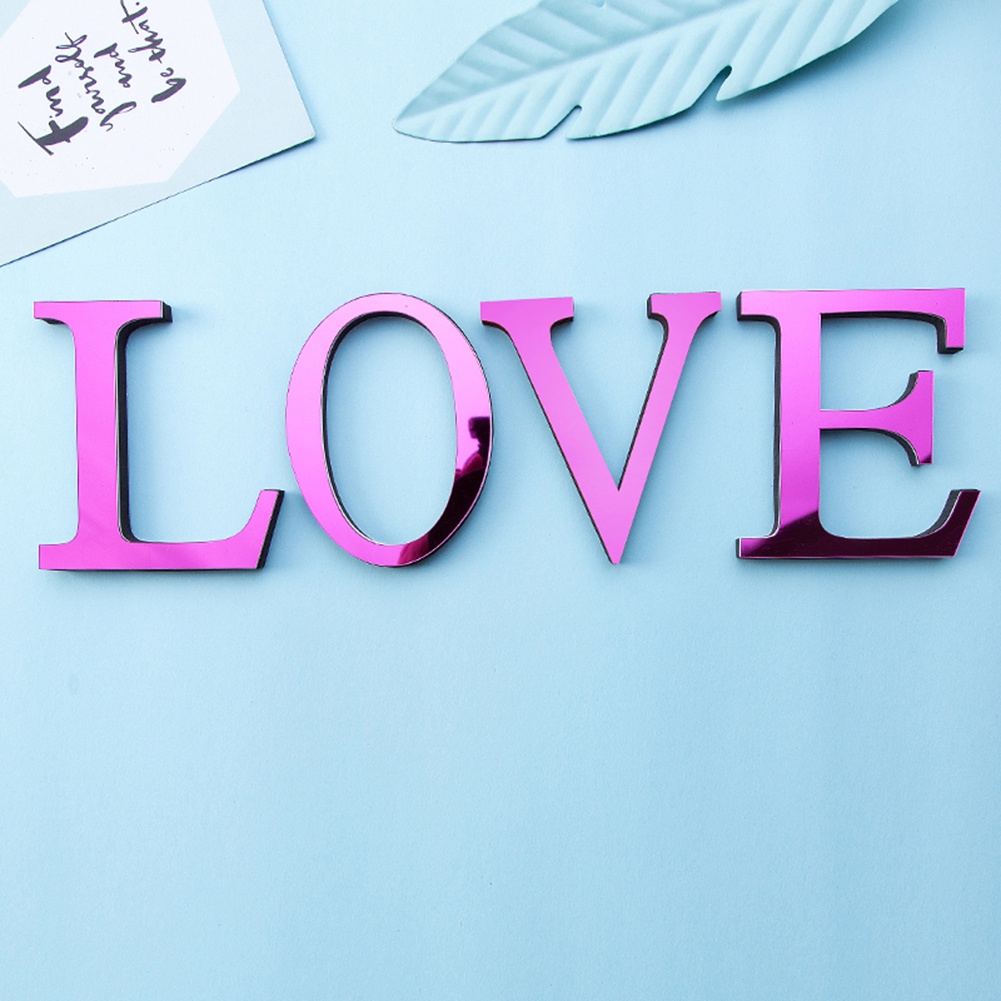 Miếng Dán Tường Trang Trí Hình Chữ Cái Từ A-Z Bằng Acrylic Tráng Gương DIY