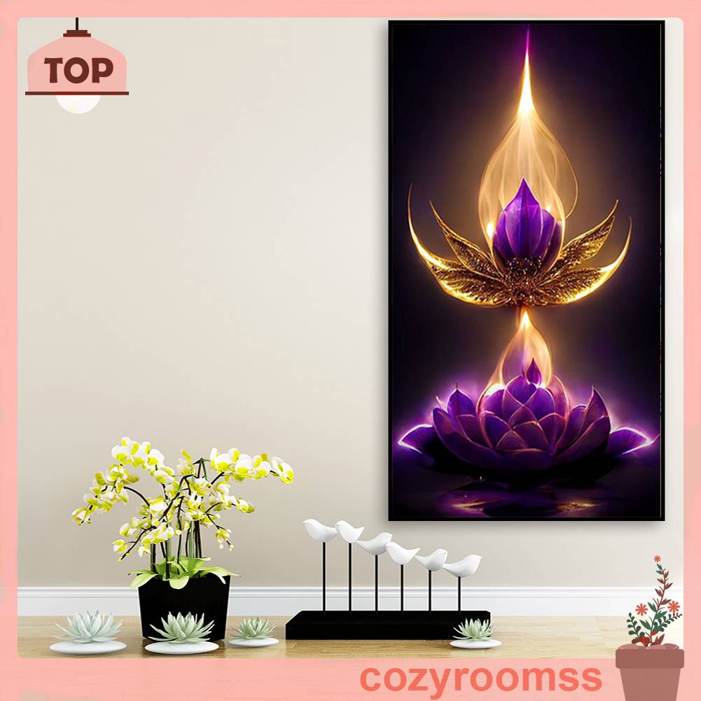 Tranh Đính Đá Kim Cương Toàn Bộ 5D DIY Hình Vẽ Hoa Sen