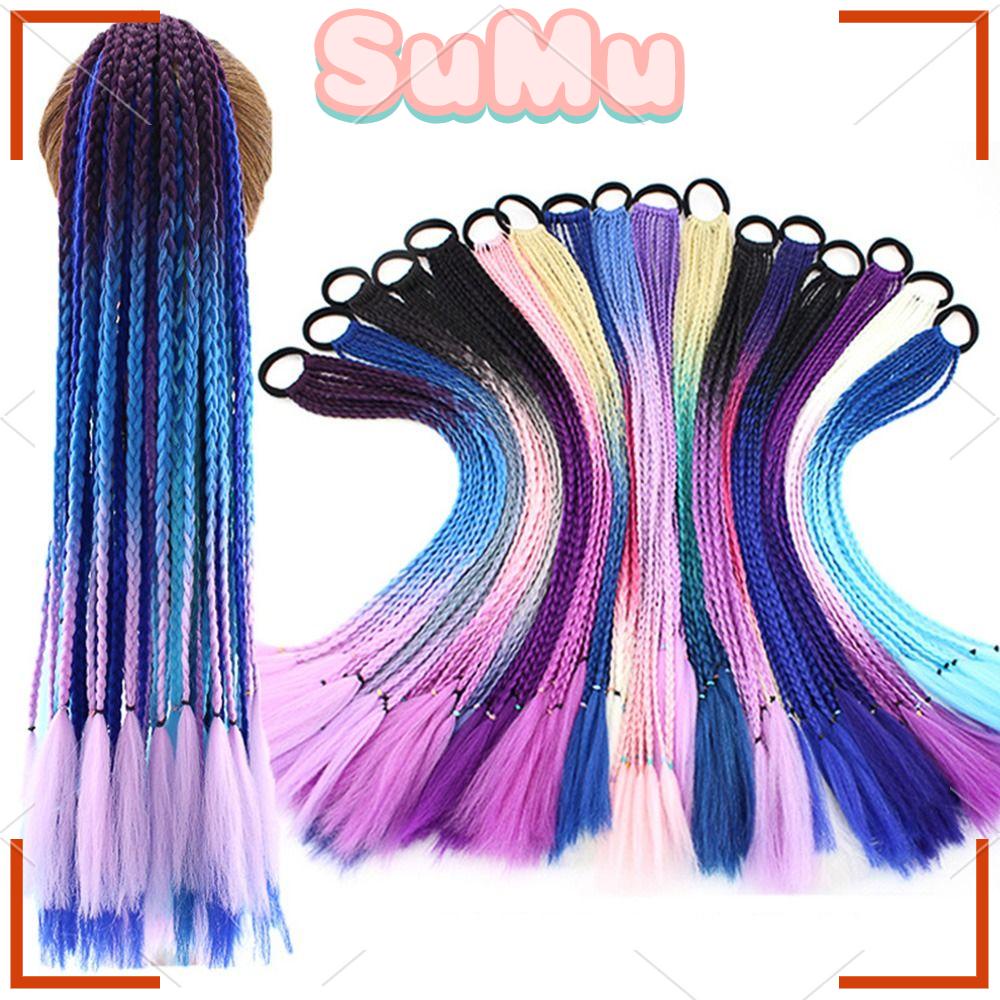 SUMU Băng Đô Tóc Giả Thắt Bím Co Giãn Nhiều Màu Thời Trang Cho Nữ