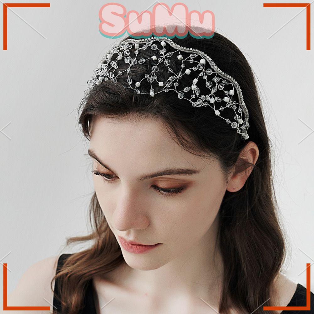 SUMU Băng Đô Cài Tóc Dạng Lưới Có Đính Pha Lê