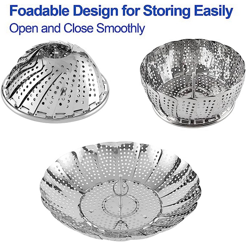 1 Rổ Hấp Rau Củ Quả Bằng Thép Không Gỉ Cao Cấp Có Thể Gấp Gọn