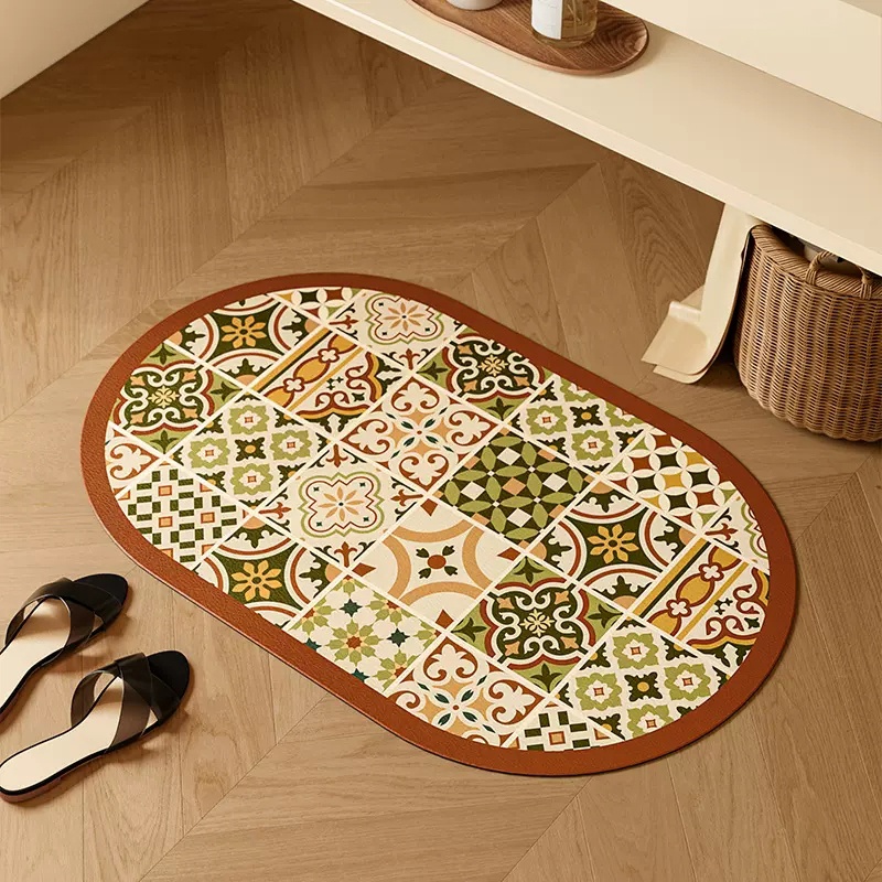 Thảm lót sàn Thấm Nước, Chống Trượt, Nhanh Khô, Kiểu Dáng Retro