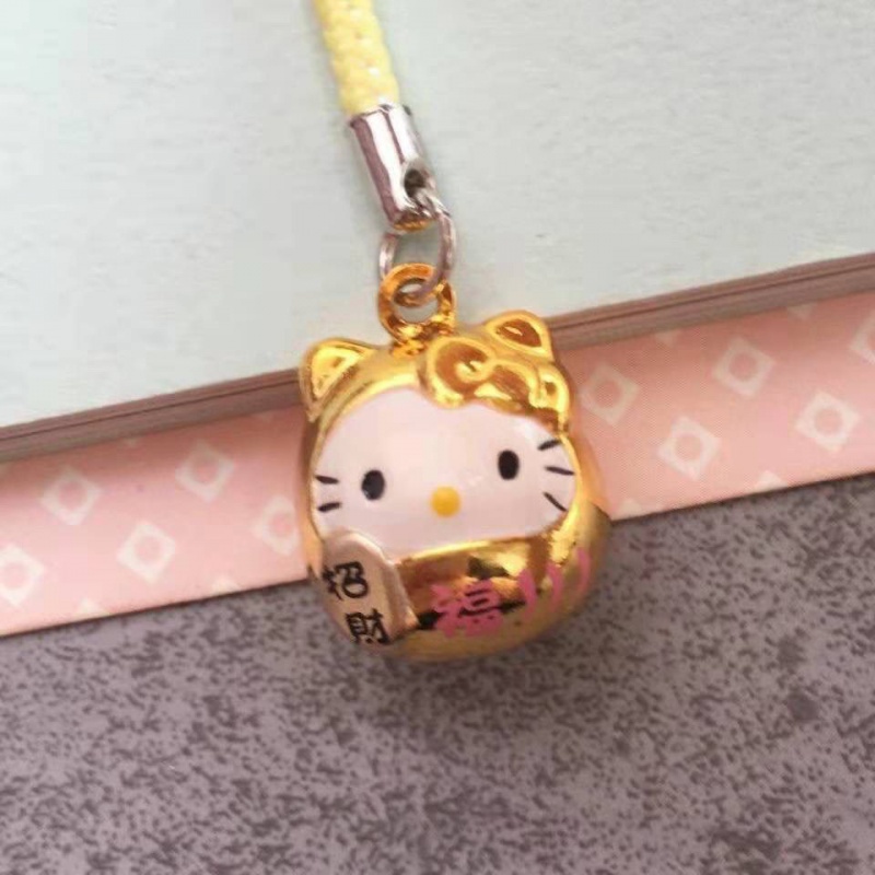 Móc Điện Thoại Hình Mèo Hello Kitty May Mắn Có Chuông Và Dây Đeo