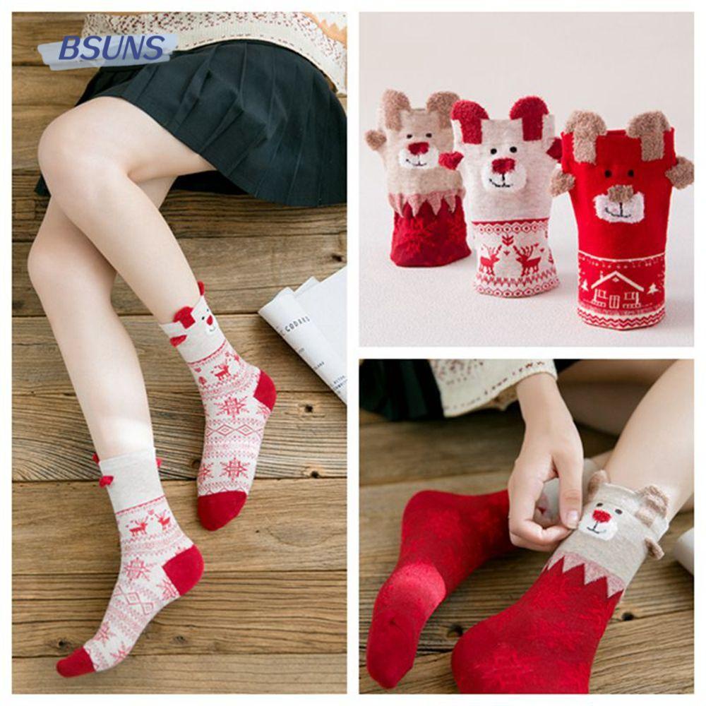 BSUNS Vớ Mềm Giữ Ấm Họa Tiết Giáng Sinh Dễ Thương