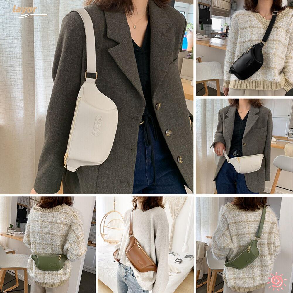 Túi Đeo Chéo Da PU Màu Trơn Thời Trang Mùa Hè Cho Nữ