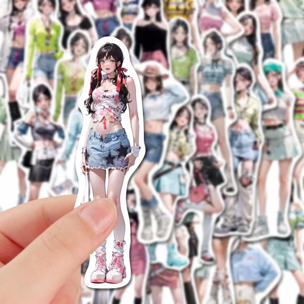 Bộ 57 Miếng Dán Hình Cô Gái anime Dễ Thương Chống Thấm Nước