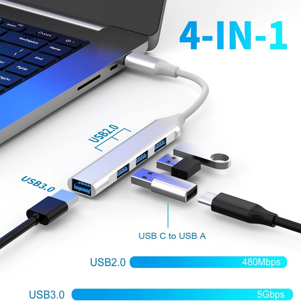 Bộ Chia 4 Cổng USB 3.0 Loại C Thiết Kế Nhỏ Gọn Cho MacBook Pro