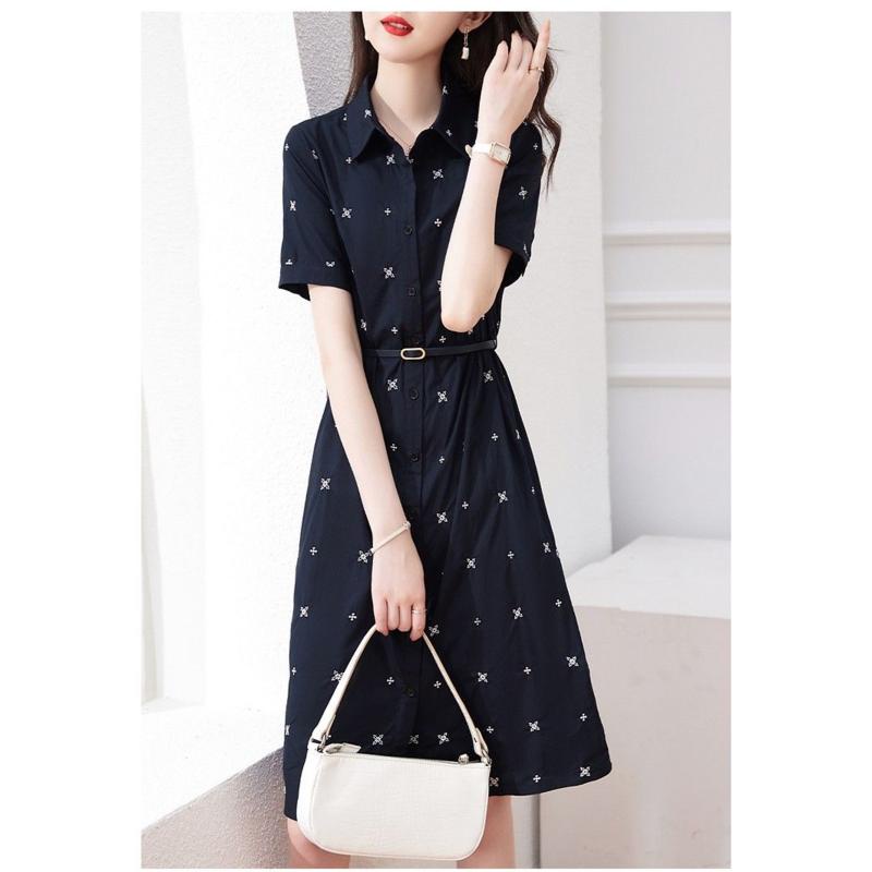 Đầm Đen Dáng Ôm In Họa Tiết Phong Cách Pháp Thời Trang Mùa Hè 2023 Cho Nữ 50KG-100KG 4XL 5XL