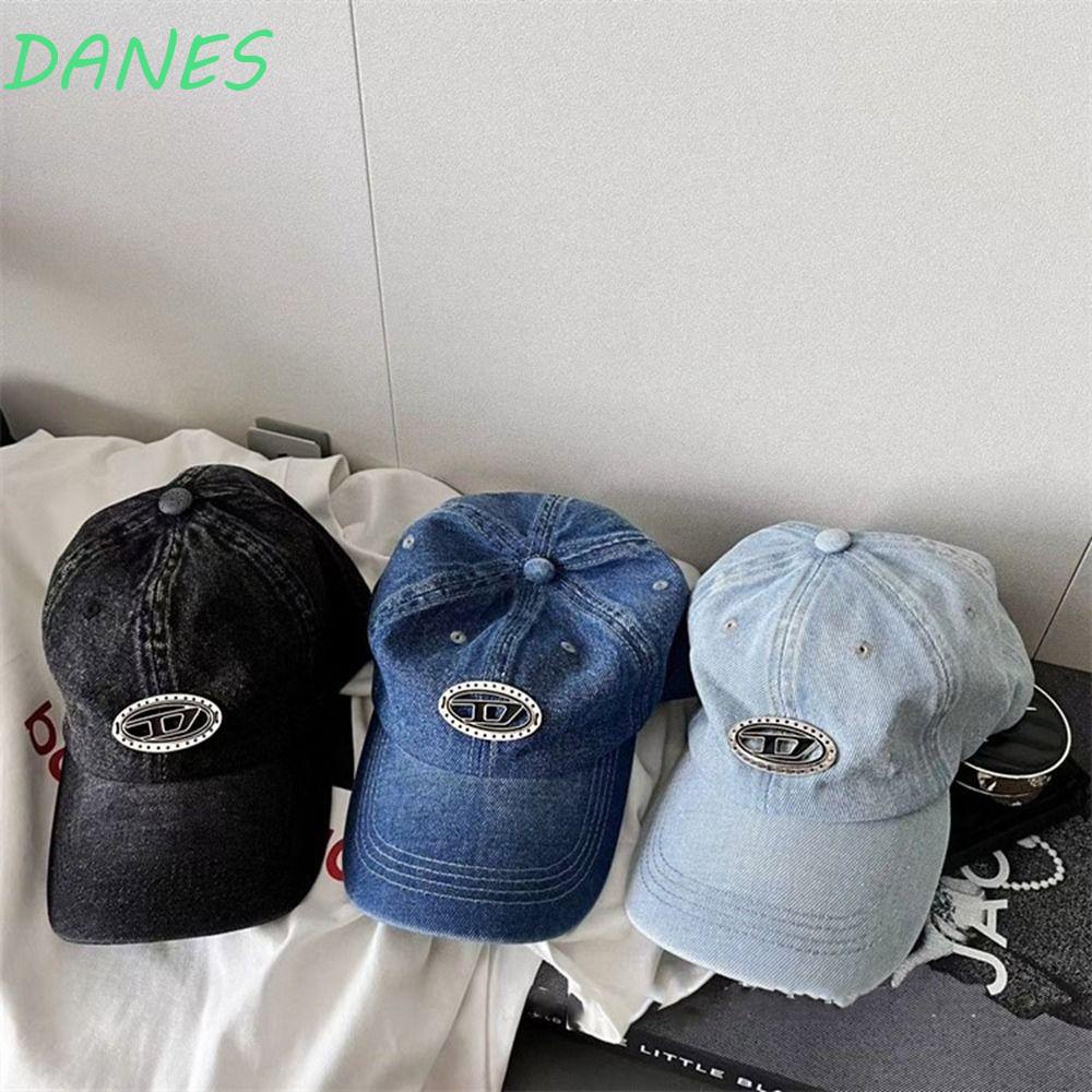 Mũ Lưỡi Trai Vải Denim Cotton In Chữ D Kiểu Retro Cá Tính Cho Nam