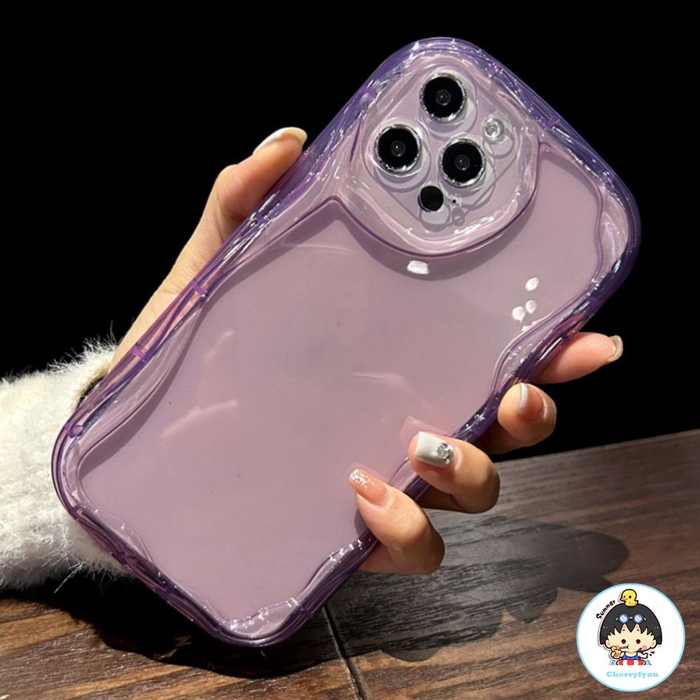 Ốp Điện Thoại TPU Mềm Trong Suốt Viền Gợn Sóng Bảo Vệ Ống Kính Máy Ảnh Cho IPhone 11 12 13 14 Pro Max XR XS Max