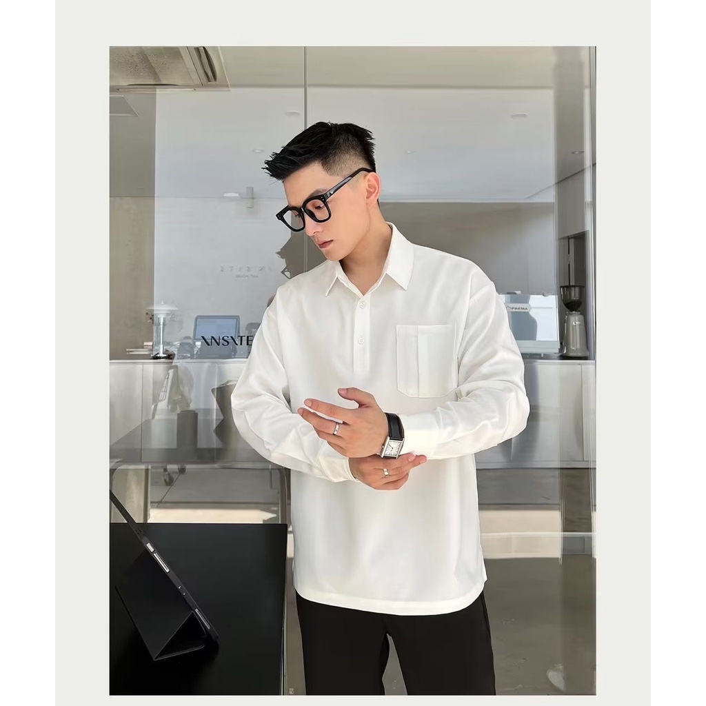 Áo Sơ Mi Nam Dài Tay Dáng Rộng Phong Cách Doanh Nhân Cá Tính