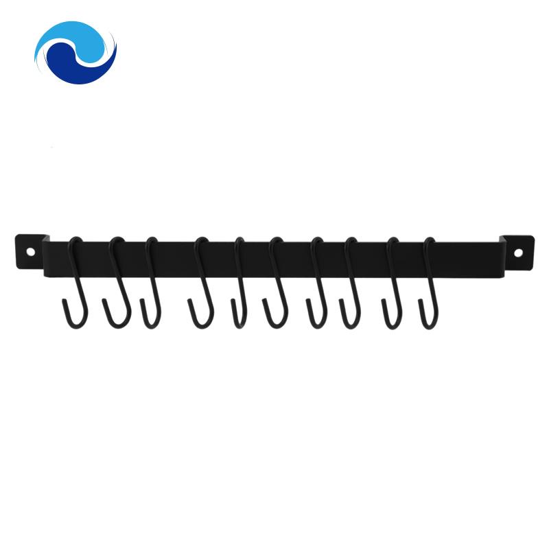 Set 10 Móc Treo Đồ Gắn Tường 435mm Hình Chữ S Màu Đen Tiện Dụng Cho Nhà Bếp