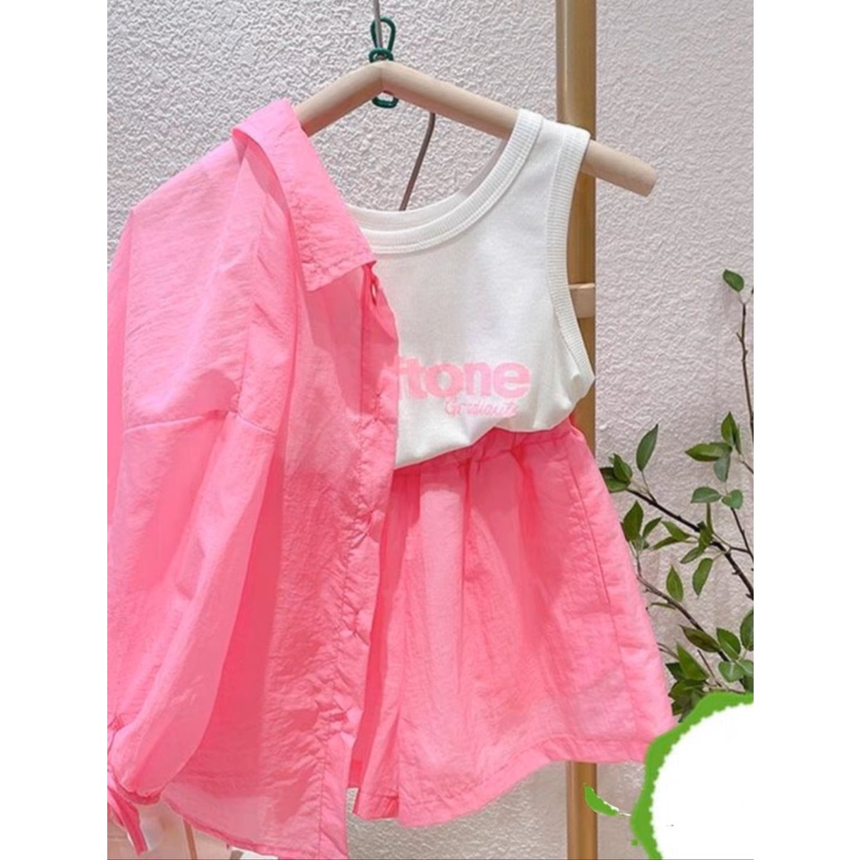 Set đũi tơ nhăn 3 chi tiết siêu xinh cho bé gái diện đi biển, đi chơi