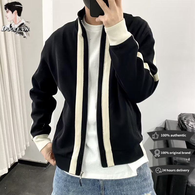 áo khoác fashion cotton simple unisexthể thao cổ đứng phối màu tương phản phong cách hàn quốc thời trang mùa đông 2023 cho nam