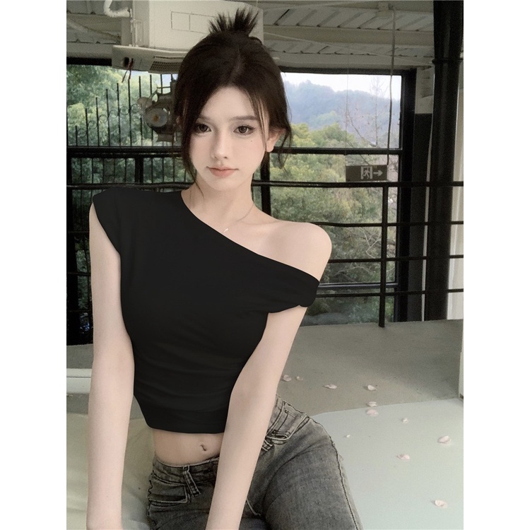 Áo Thun Trễ Vai Dáng Ôm Phong Cách Thời Trang Mới 2023 Dành Cho Nữ