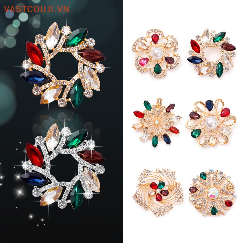 Ghim Cài Áo Hình Hoa Đính Đá Vitage Phong Cách Hàn Quốc Cho Nữ