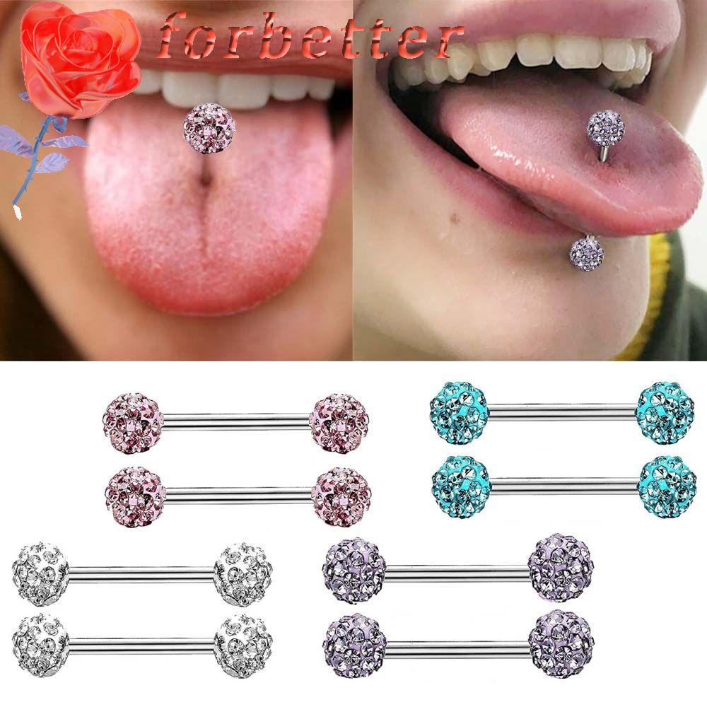 FORBETTER Khuyên Lưỡi Bằng Thép Không Gỉ Thời Trang