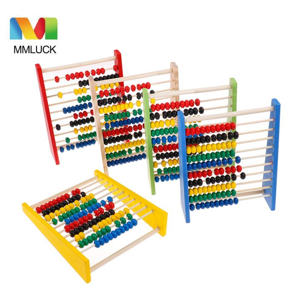 MMLUCK Bàn Tính Hạt Gỗ Nhiều Màu Sắc Dành Cho Trẻ Em 3-6 Tuổi