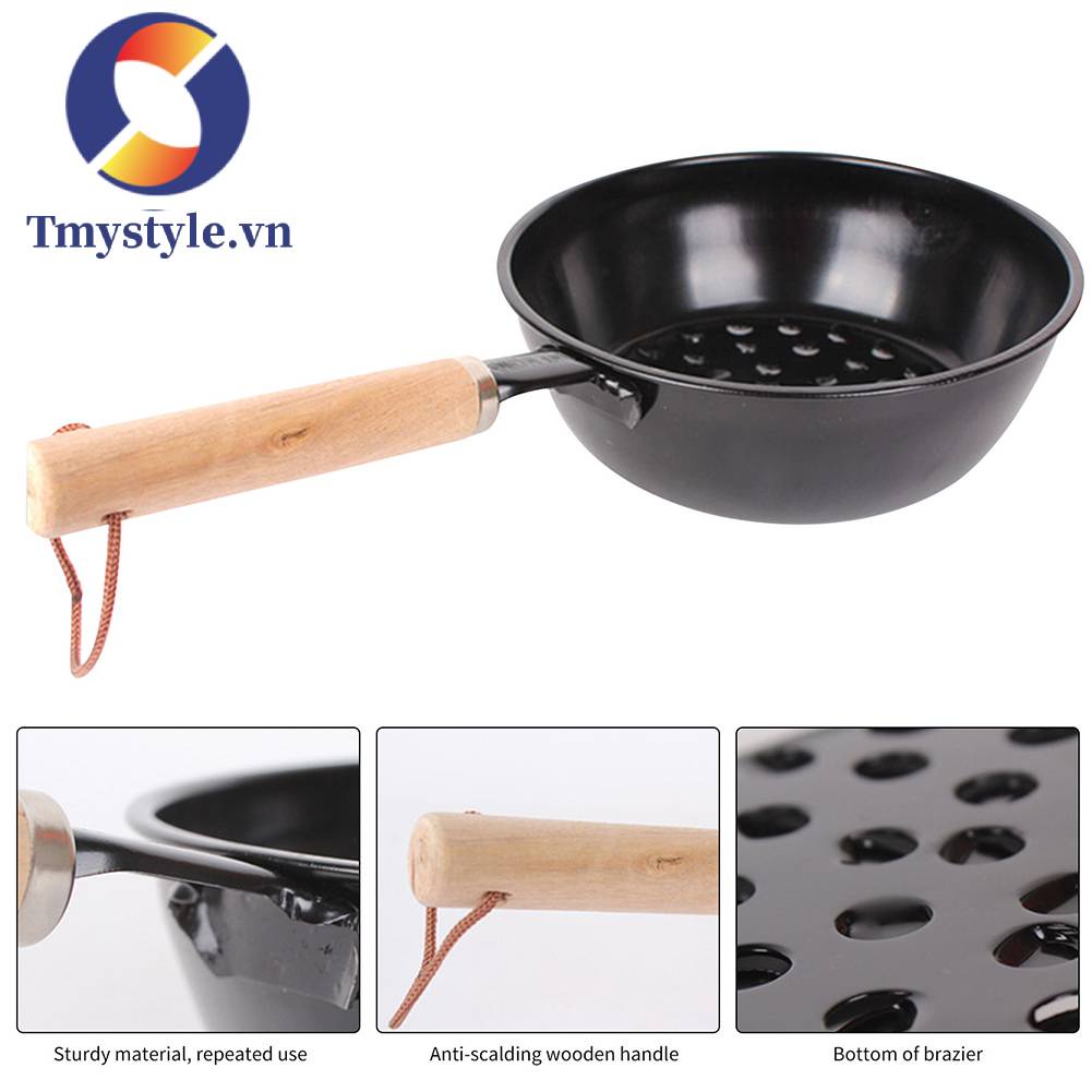 Bếp Than Mini Tay Cầm Bằng Gỗ An Toàn Cho Hoạt Động Ngoài Trời