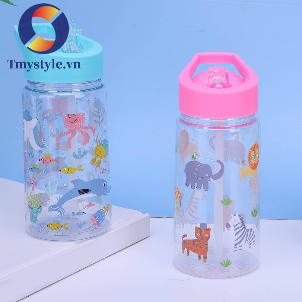 Bình Uống Nước 450ML Kèm Ống Hút Dễ Thương Cho Bé