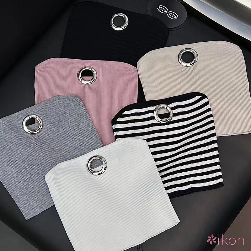 Áo Croptop Dệt Kim Thiết Kế Lỗ Kim Loại Phong Cách Retro Mỹ Quyến Rũ Cho Nữ