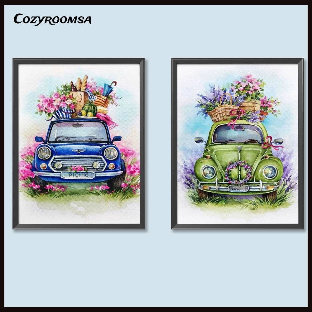 Tranh Đính Đá Kim Cương Toàn Bộ 5D DIY Hình Vẽ Hoa Trang Trí Nhà Cửa Xe Hơi