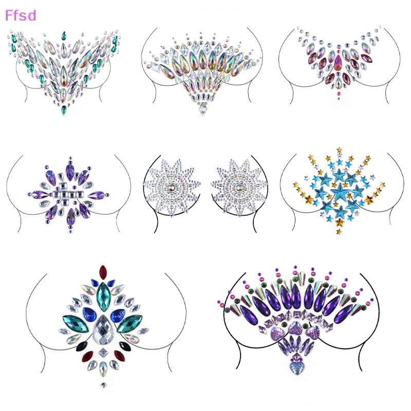 Miếng Dán Ngực Pha Lê 3D Lấp Lánh Gợi Cảm Cho Nữ