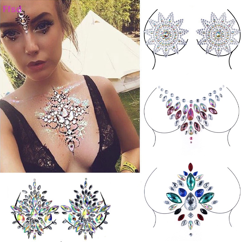 Miếng Dán Ngực Pha Lê 3D Lấp Lánh Gợi Cảm Cho Nữ