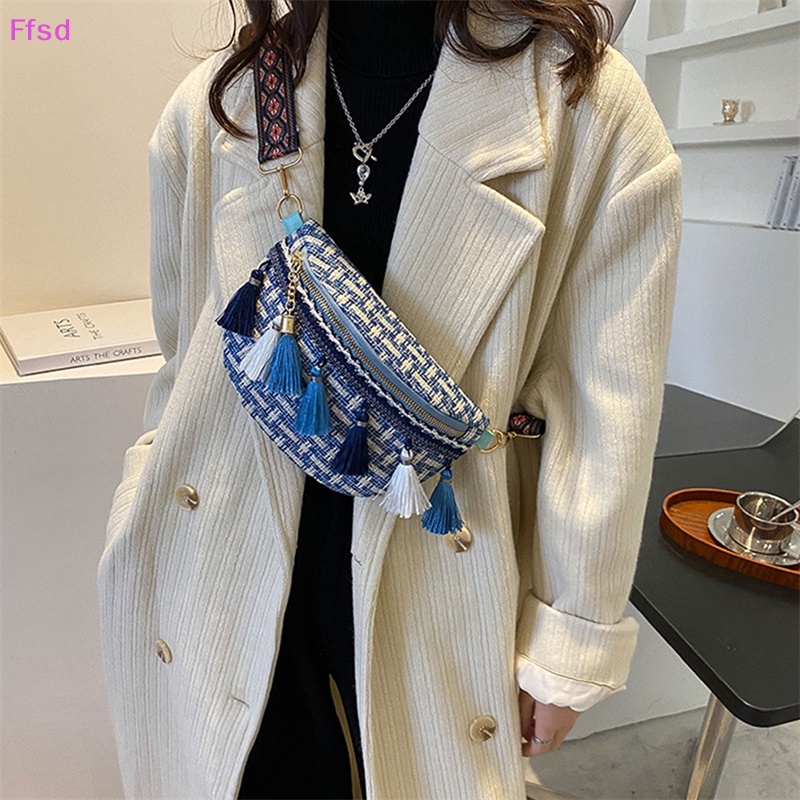 {Ffsd} Túi Đeo Chéo Vai / Đeo Hông Bằng Da Dệt Phối Tua Rua Cổ Điển Bán Chạy Dành Cho Bạn