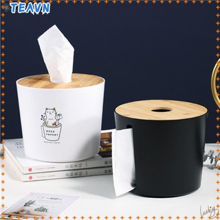Hộp đựng cuộn giấy bằng tre in họa tiết hoạt hình sáng tạo dùng trang trí nội thất