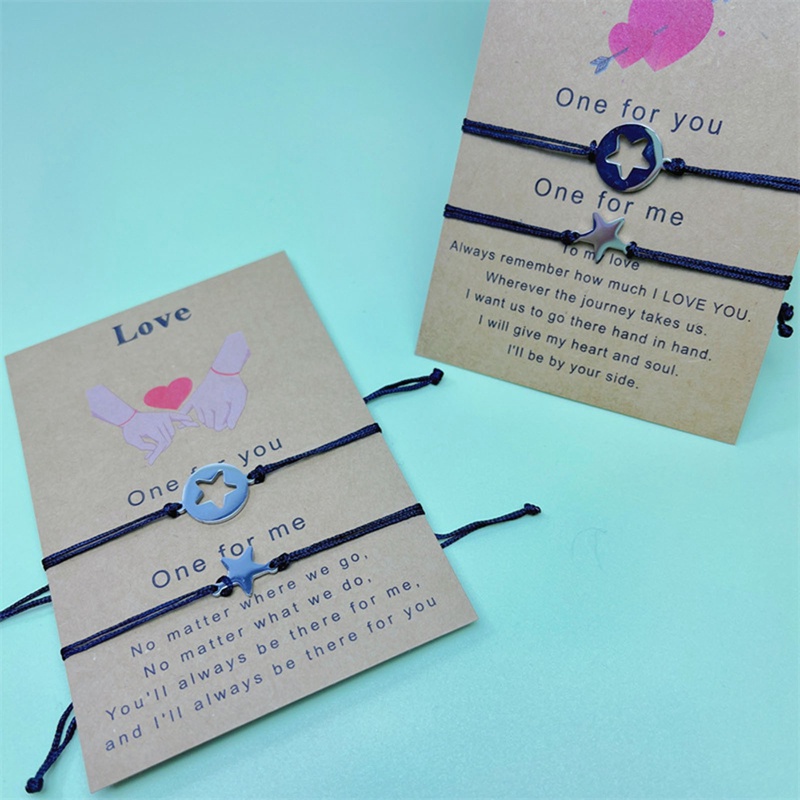 1 Cặp Vòng Tay Tình Bạn Bằng Thép Không Gỉ Thiết Kế Ngôi Sao Thời Trang Cho Nữ