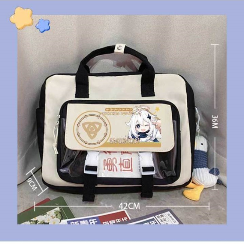 Genshin Va Chạm Ba Lô Zhongli Venti Cầm Tay Sức Chứa Lớn Đựng Máy Tính