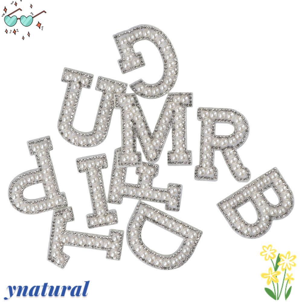 YNATURAL Miếng Dán Trang Trí Mũ In Chữ Cái Màu Trắng