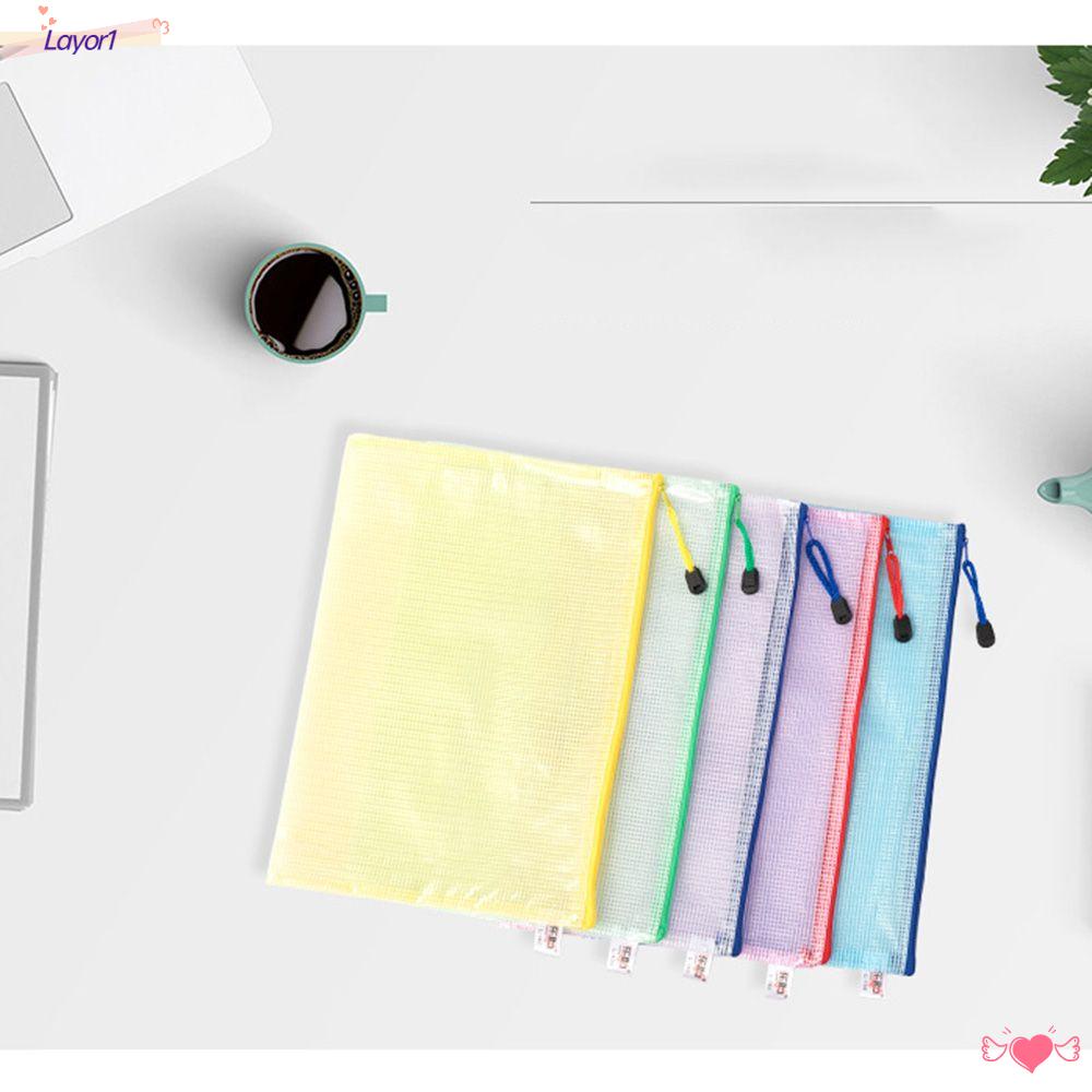 LAYOR1 Set 5 Túi Nhựa PVC Bảo Vệ Tài Liệu Có Khóa Kéo Tiện Lợi