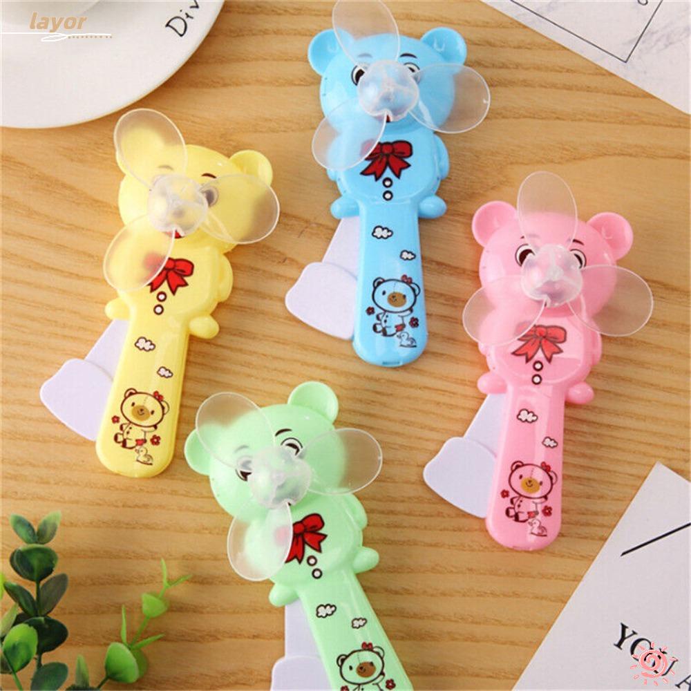 LAY Set 3 Quạt Làm Mát Mini 13cm Bằng Nhựa Màu Xanh Dương / Hồng / Xanh Lá / Vàng Cho Mùa Thu