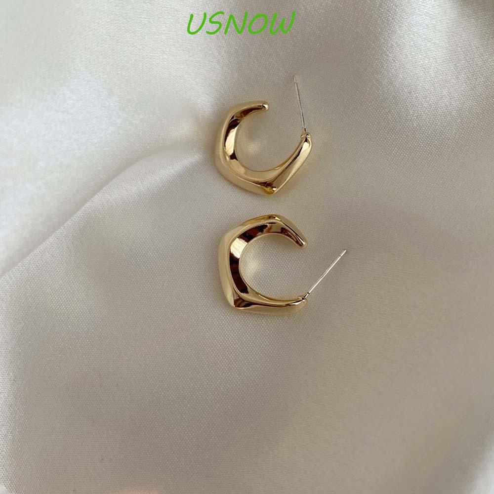 USNOW Khuyên Tai Dạng Vòng Màu Bạc Cá Tính Thời Trang Cho Nữ