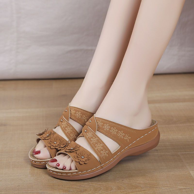 Dép Đế Xuồng Thêu Hoa Xinh Xắn Thời Trang Xuân Hè Cho Nữ Size 41 42