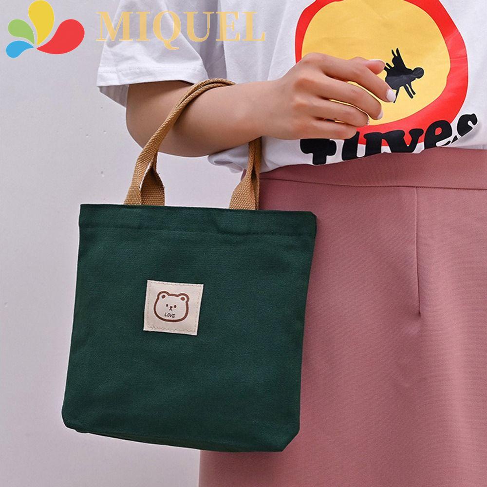 MIQUEL Túi Đựng Đồ Trang Điểm Bằng Vải Canvas Họa Tiết Hoạt Hình Gấu Sức Chứa Lớn Cho Nữ