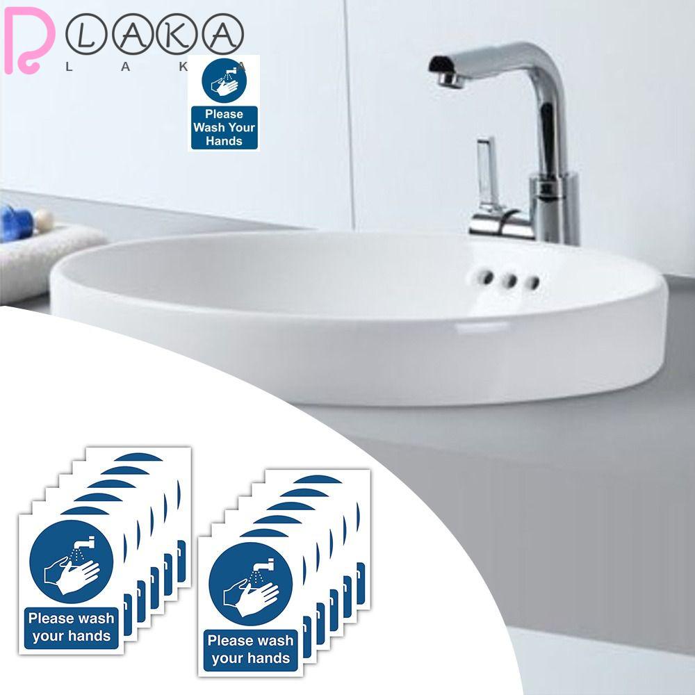 LAKAMIER Bộ 12 Miếng Dán Cảnh Báo Rửa Tay Bằng PVC Tự Dính Trang Trí Khách Sạn