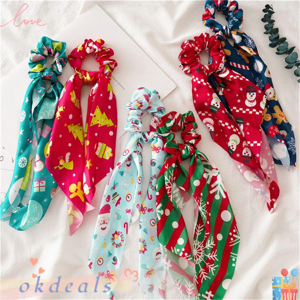 OKDEALS Dây Cột Tóc Phong Cách Giáng Sinh Cho Phái Nữ