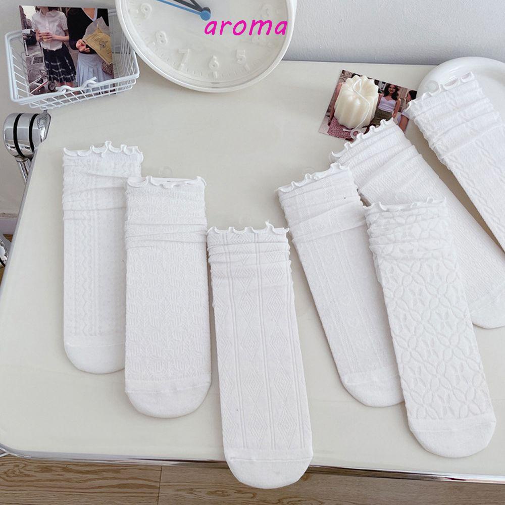 AROMA Vớ Lưới Xuyên Thấu Họa Tiết Sọc Trái Tim Phong Cách Thanh Lịch Dành Cho Nữ