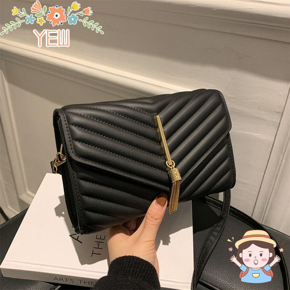 YEW Túi Đeo Chéo Da PU Màu Trơn Thêu Họa Tiết Xinh Xắn Thời Trang Cho Nữ