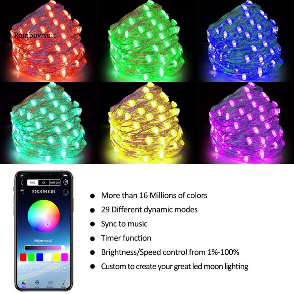 [RB] Dây Đèn LED RGB ABS Bluetooth Độ Sáng Cao Cho Giáng Sinh