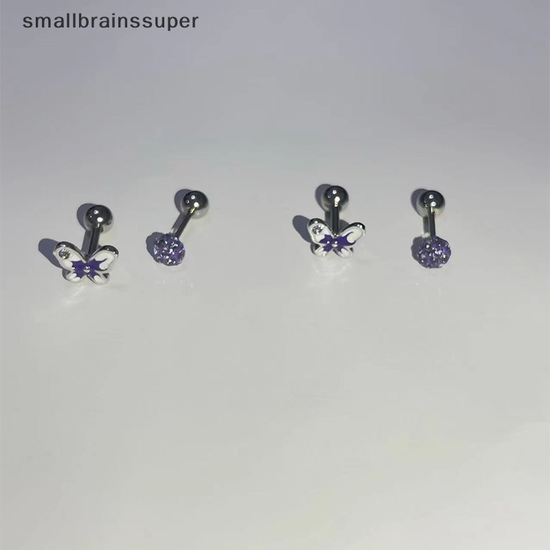 1 Khuyên Tai Dạng Xoắn Ốc Hình Bướm Màu Tím Dành Cho Nữ Dự Tiệc