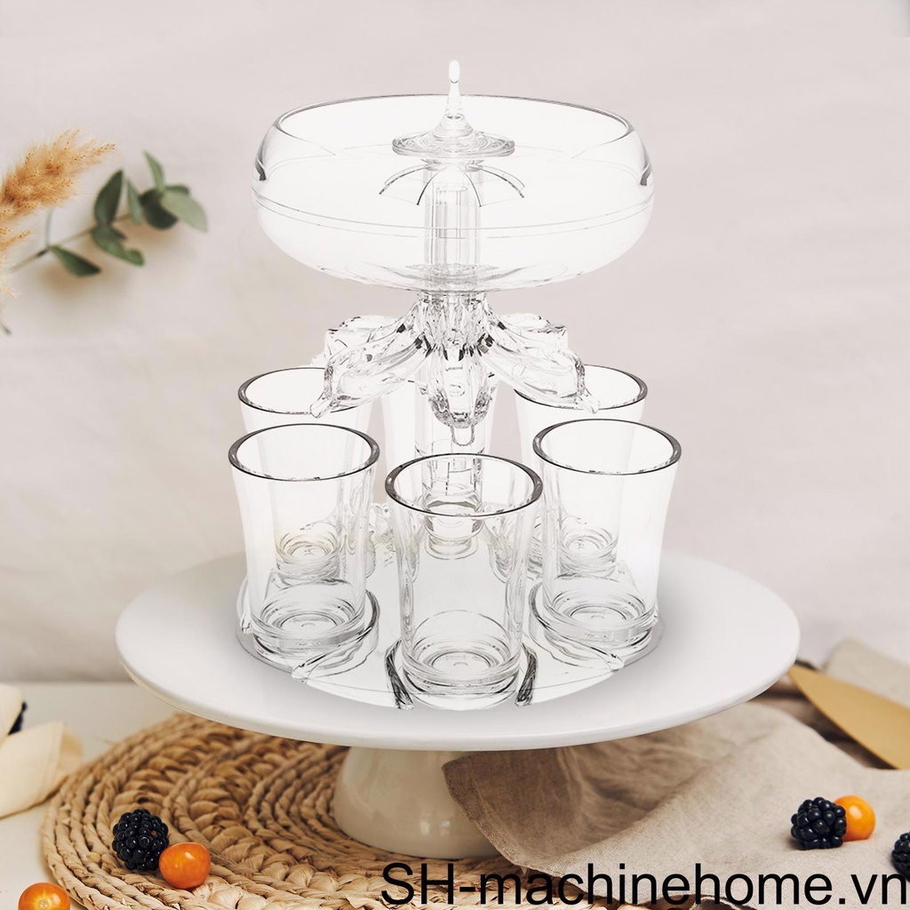 Giá Đỡ Chai Rượu 6 Ngăn Bằng Thủy Tinh Trong Suốt Không Có Đèn