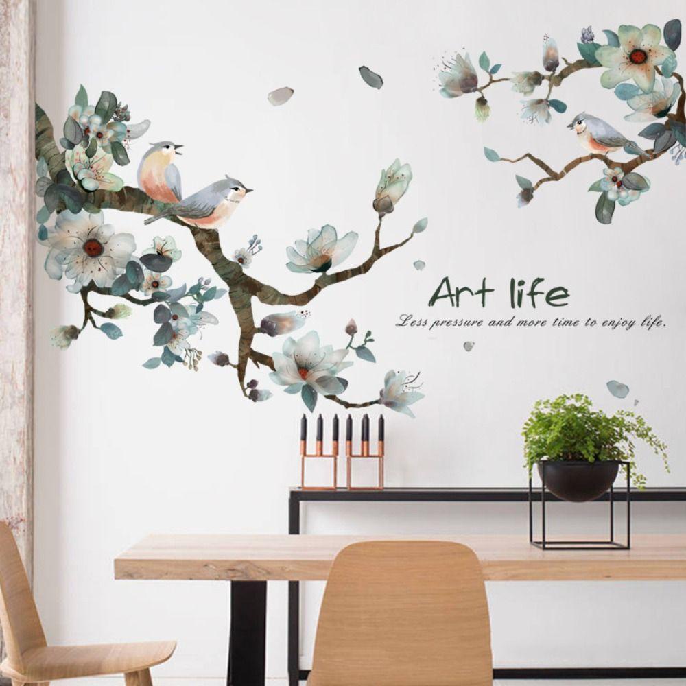 AVALENTINE Miếng Dán Tường Hình Cây Và Chim 3D Chống Va Chạm