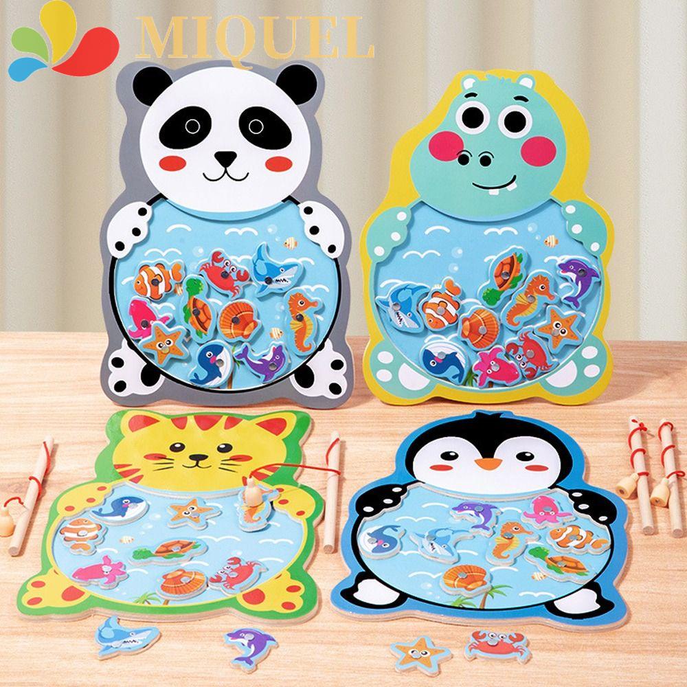 MIQUEL Đồ chơi trẻ em Câu Cá Bằng Gỗ Thú Vị Cho Bé