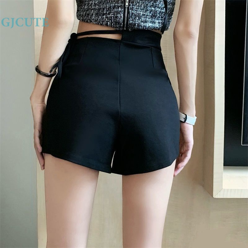 Quần Short Lưng Cao Màu Đen Gợi Cảm Thời Trang Cho Nữ