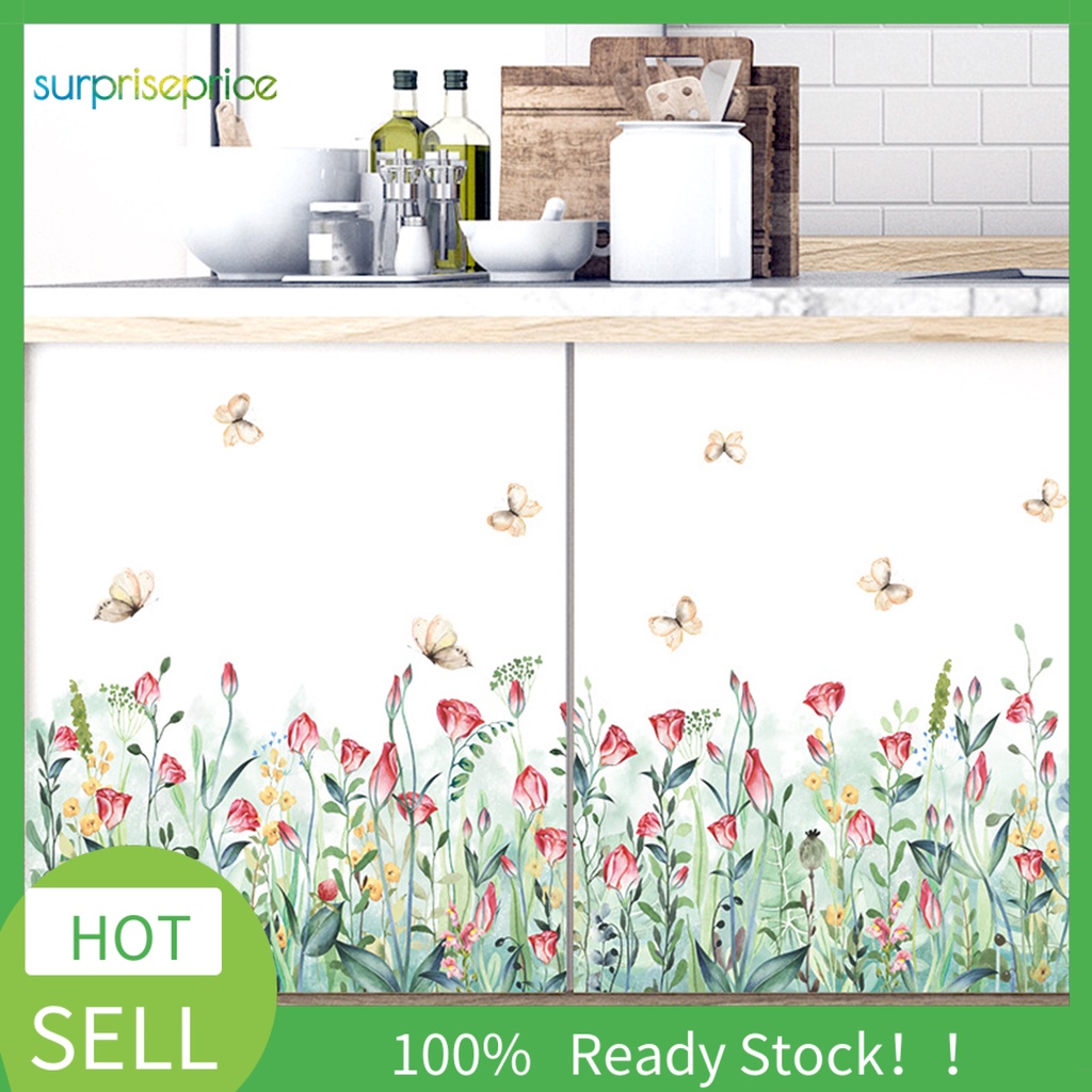 Set 2 Miếng Dán Tường Trang Trí Hình Hoa Lá Tươi Tắn Bằng PVC Tháo Được